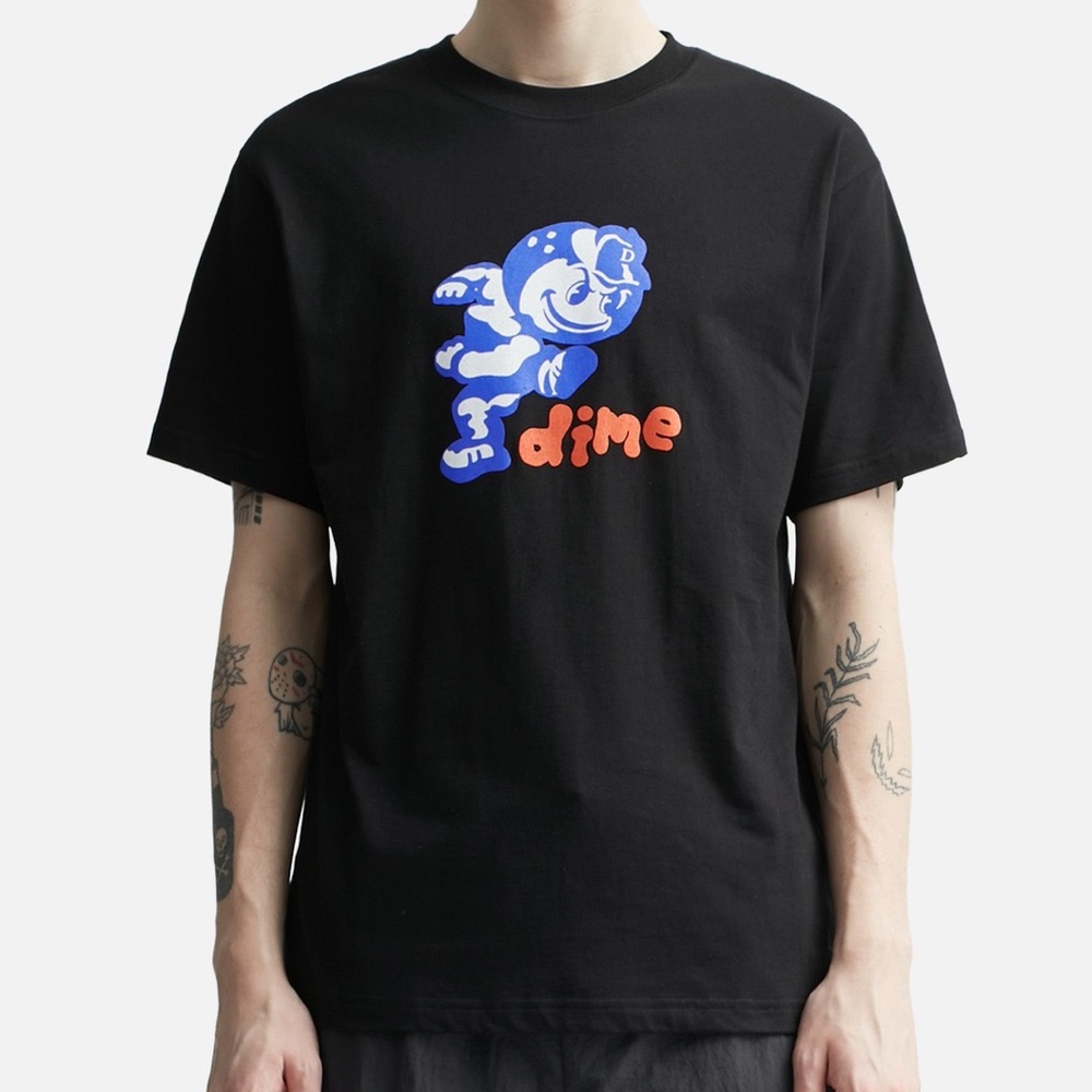 Dime Black T-Shirt with Blue and Red Graphic